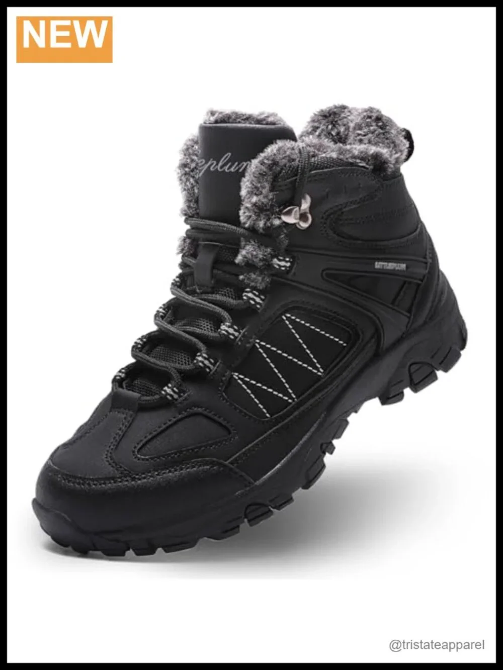 Women's Fur Lined Winter Snow Boots Ankle High Anti Slip Water Resistant Lace Up